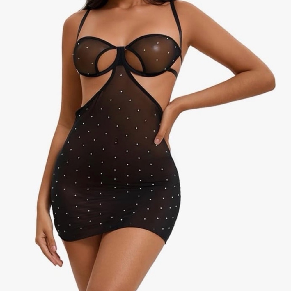 Womens Lingerie Mini Skirt Shiny Sheer See-Through Tight Bodycon Night Clubwear